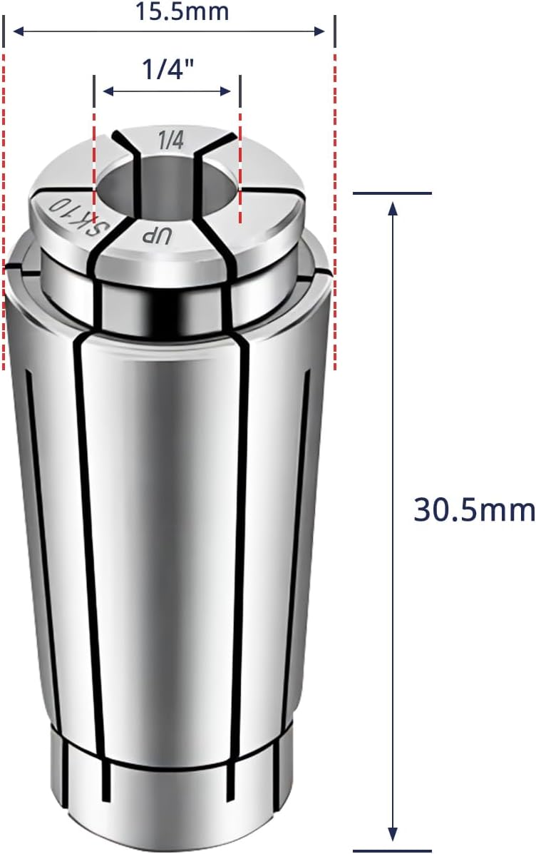 WEXWE Tools SK10 1/4 Inch High Precision Spring Collets, Accuracy Class: AAA Within: 0.005mm SK Router Collets For SK10 CNC Tools Holder CNC Milling 1pcs - Image 2